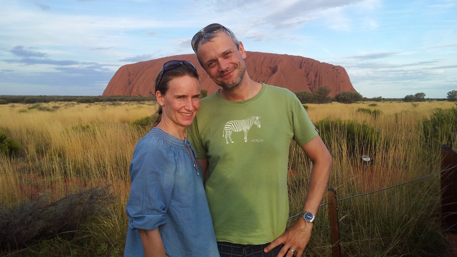 Peggy and Karsten Schrobback in front of the Uluru