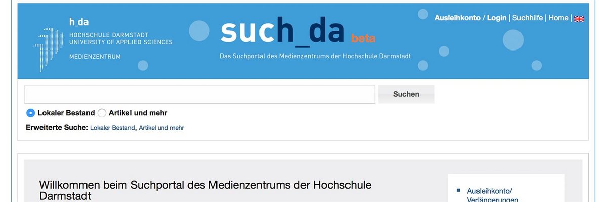 Screenshot der Suchmaske