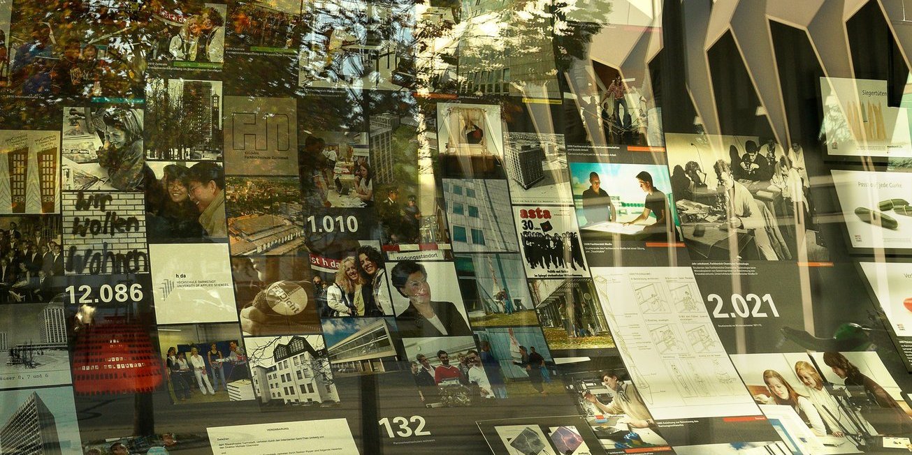 Spiegelung Schauraum C11 gegen über C10 Campus Darmstadt