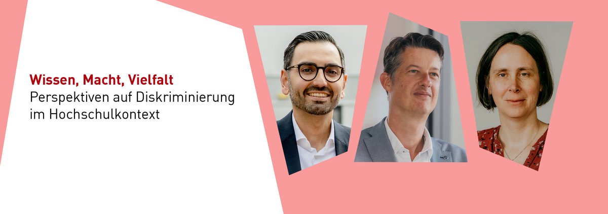 Die drei Vortragenden. An der Seite der Name der Veranstaltung: Wissen, Macht, Vielfalt