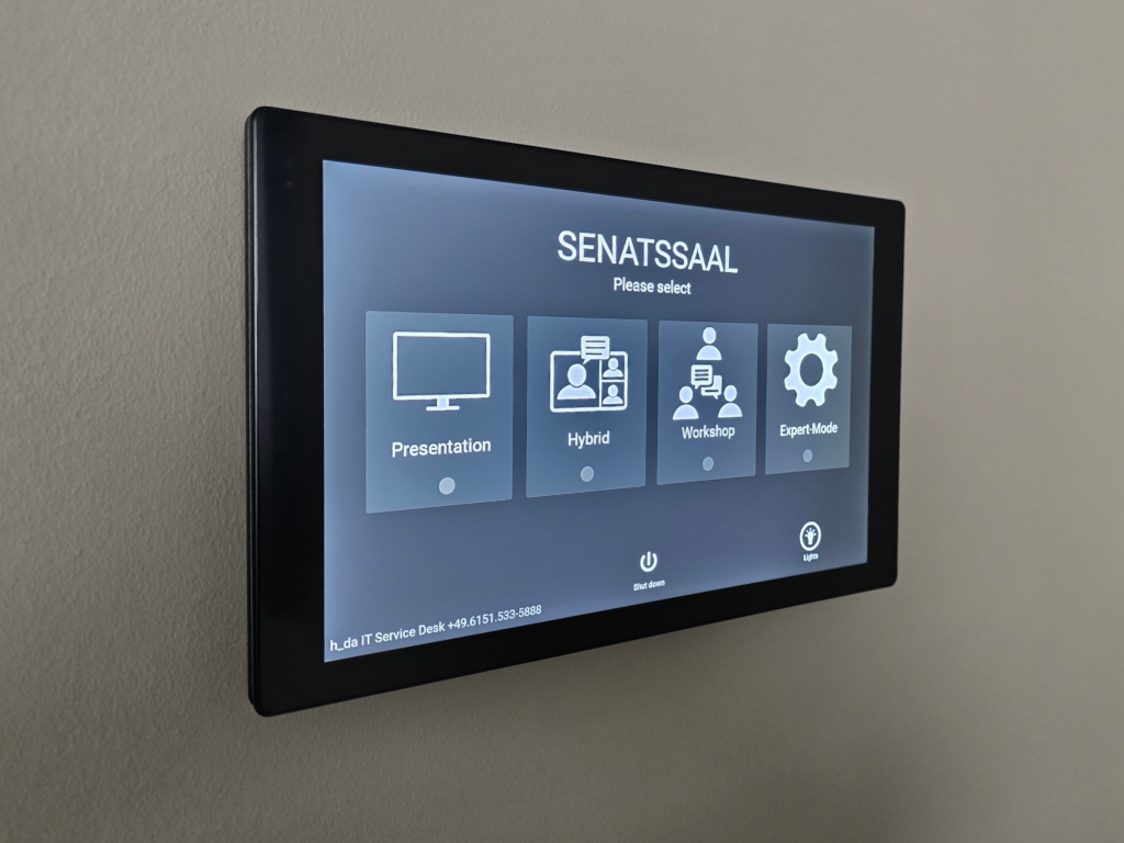 Raumprofilauswahl auf dem Gerät