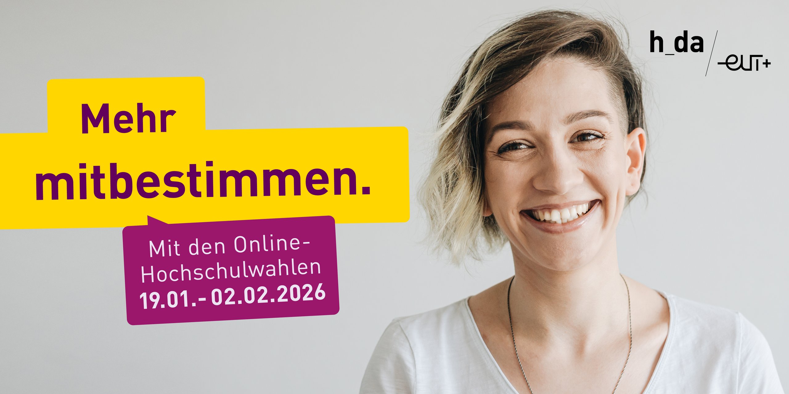 Frau mit Text "Mehr mitbestimmen"